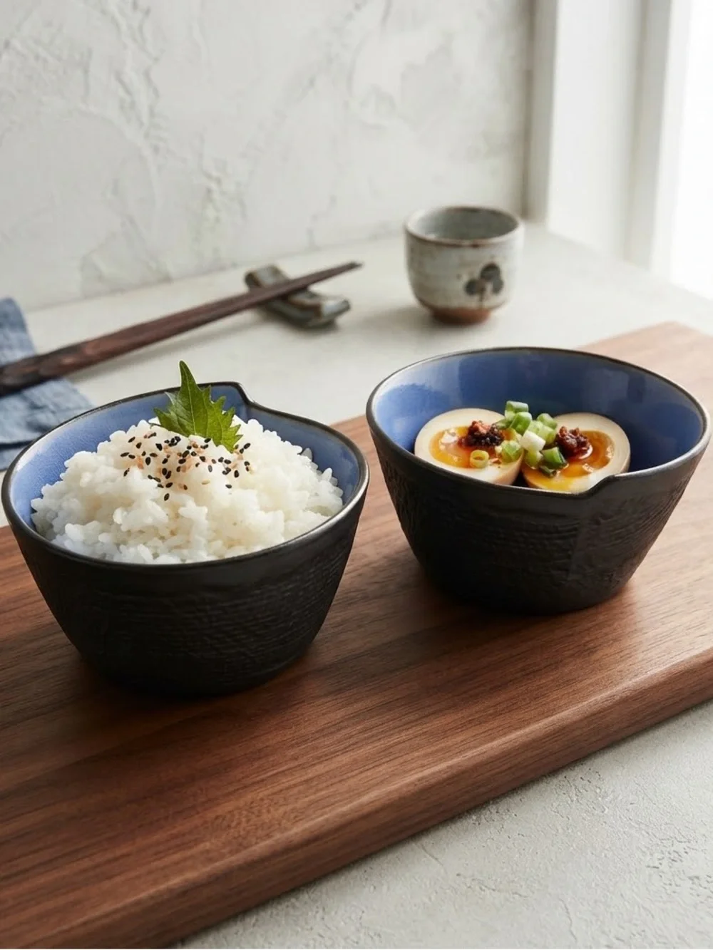 Pier 1 crackle rice bowls Exterior Ceramic Bowls with Blue Interior - Set of 2
